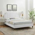 thumbnail image 2 of Platform Bed Frame, Full Size, Velvet, White, Modern Contemporary Urban Design, Bedroom Master Guest Suite, 2 of 10