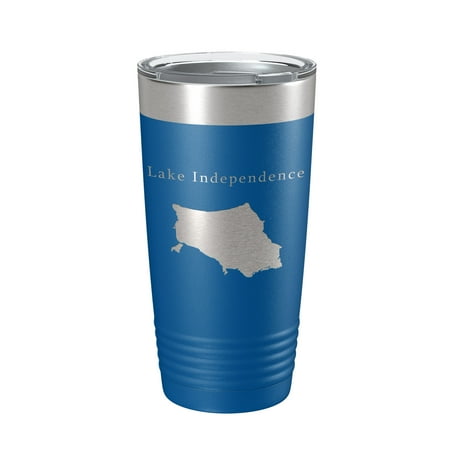 

Lake Independence Map Tumbler Travel Mug Insulated Laser Engraved Coffee Cup Michigan 20 oz Royal Blue