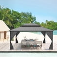 thumbnail image 3 of Gazebo à Toit Rigide 12x16 avec Double Toit en Acier Galvanisé – Cadre en Aluminium Robuste, Moustiquaire et Rideaux Inclus – Pavillon Extérieur Permanent pour Patio, Jardin – Idéal pour les Fêtes et les Rassemblements – Couleur : Système, 3 of 7