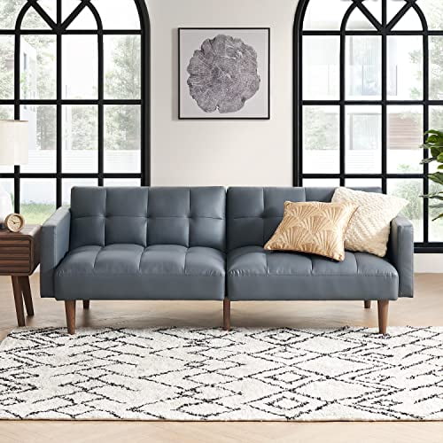 Mopio Aaron Futon Convertible Sofa Sleeper Futon with Arms Split Back Design 77.5" Cloud Gray