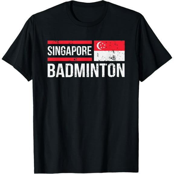 men and women can wear，Singapore Badminton Flag Racket Sport Birdie Player Fan Gift T-Shirt