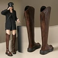 thumbnail image 2 of Taqqpue Knee High Boots Women Faux Leather Elastic Boots Low Heel Square Toe Side Zipper Fall Long Tall Boots for Women, 2 of 9