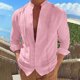 thumbnail image 3 of Camisa de manga larga lisa para hombre, prenda informal de vacaciones, cardigan, para vacaciones y comodidad diaria, 3 of 5