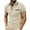 Beige, variant on hoksml Mens Polo Shirts Short Sleeve Leisure Solid Color Collared Golf T-shirt Versatile Pocket Button Lapel Colour Blocking Top Elastic Cuffs 2025 on Clearance
