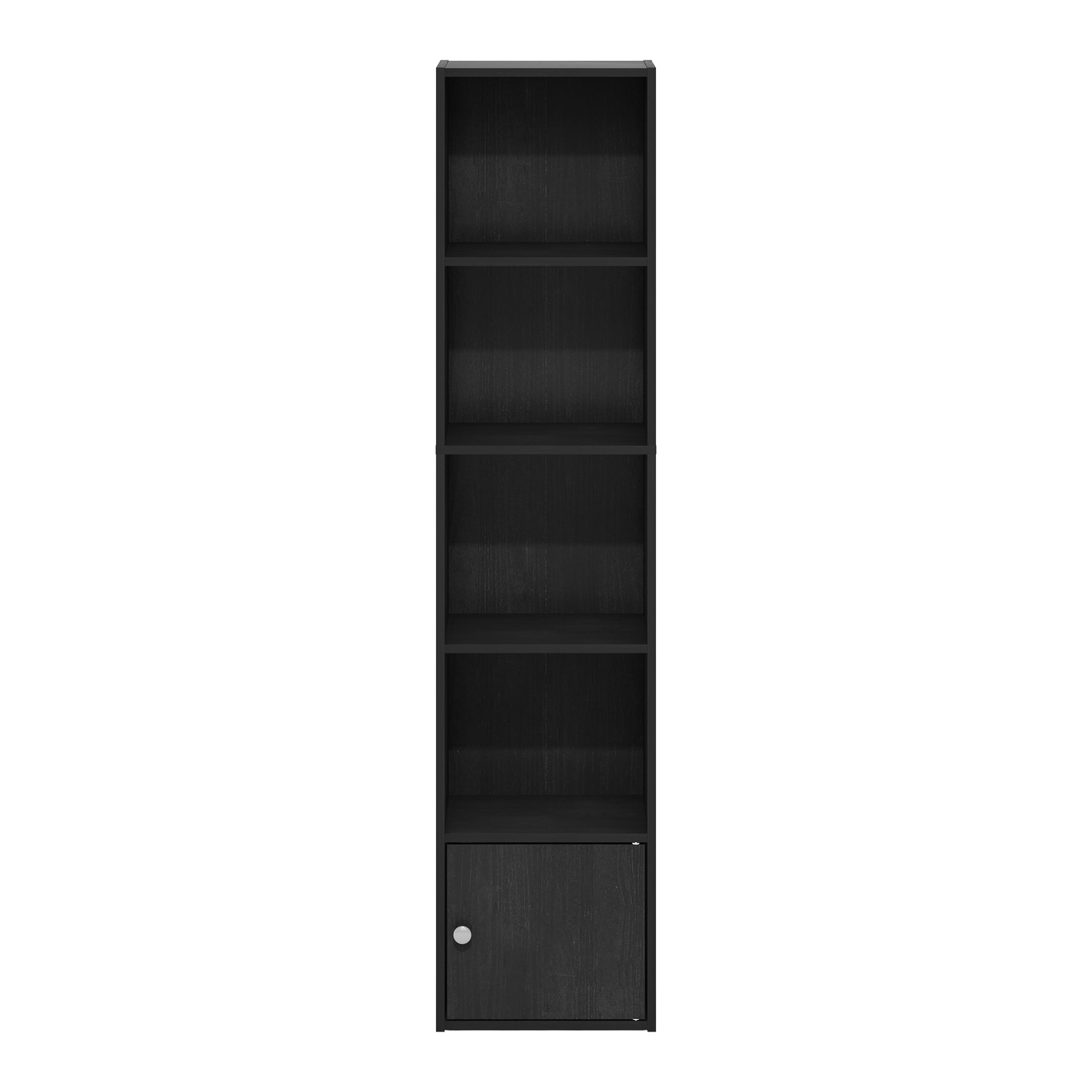 Furinno Luder Adult 5-Tier Shelf Bookcase with 1 Door Storage Cabinet, Blackwood