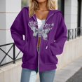 thumbnail image 2 of DHFJKG Womens Casual Zip Up Hoodies Oversized Fashion Butterfly Printed Comfort Long Sleeve Sweatshirts Plus Size Graphic Sweatshirt For Women, 2 of 4