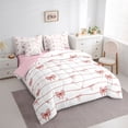 thumbnail image 2 of Erosebridal Kawaii Red Bowknot 7-Piece Bedding Comforter Set For Girls,Cute Bows Kawaii Stars King Bedding Sets,Reversible, 2 of 7