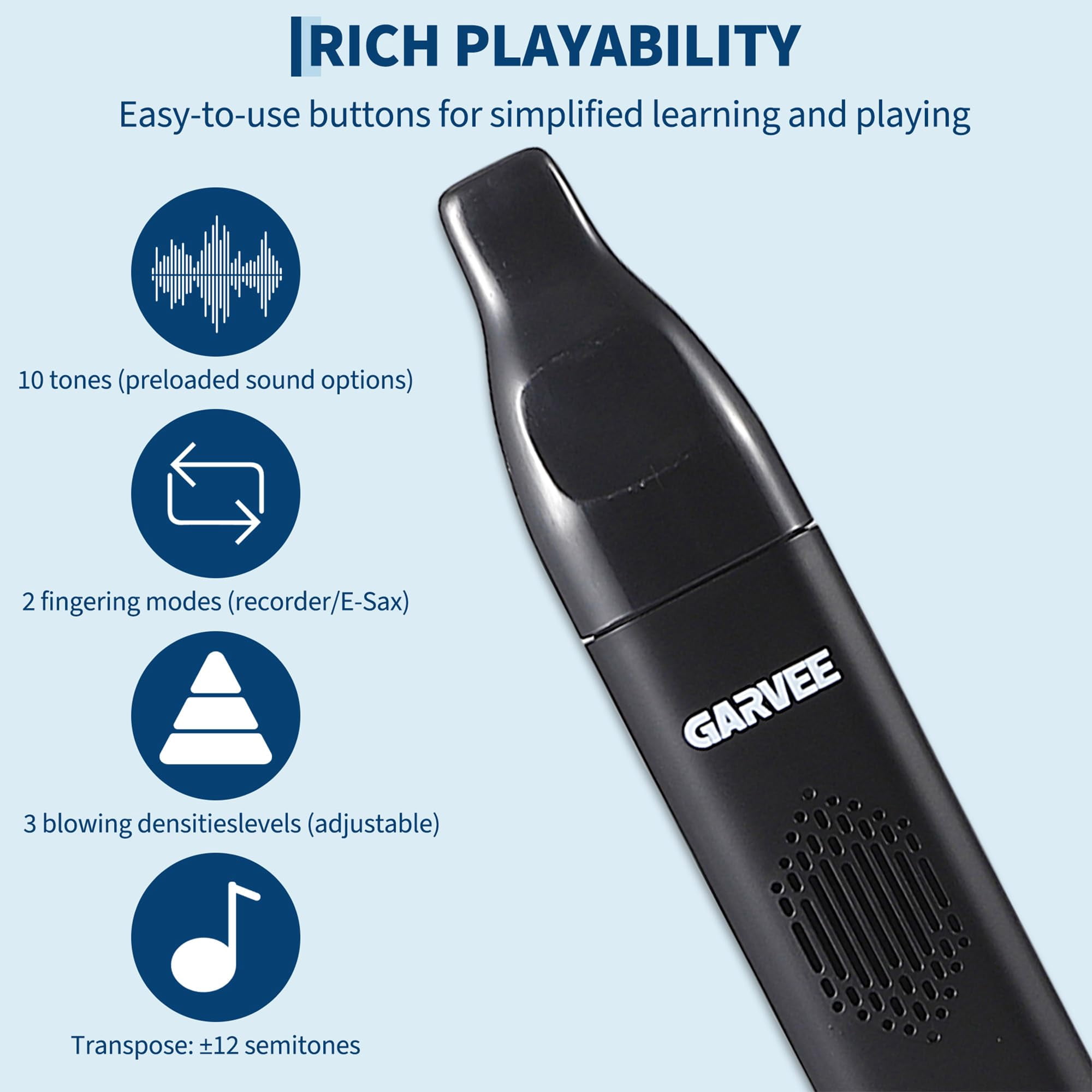 Electronic Saxophone - Portable Digital Wind Instrument with 10 Tones & 2 Fingering Modes, Rechargeable, Ideal for Beginners & Professionals
