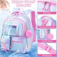 thumbnail image 3 of 3-Piece Kawaii Backpack with Lunch Box & Pencil Case - Lightweigt Waterproof Daypacks Travel Bookbag, Heart Leopard, 3 of 8