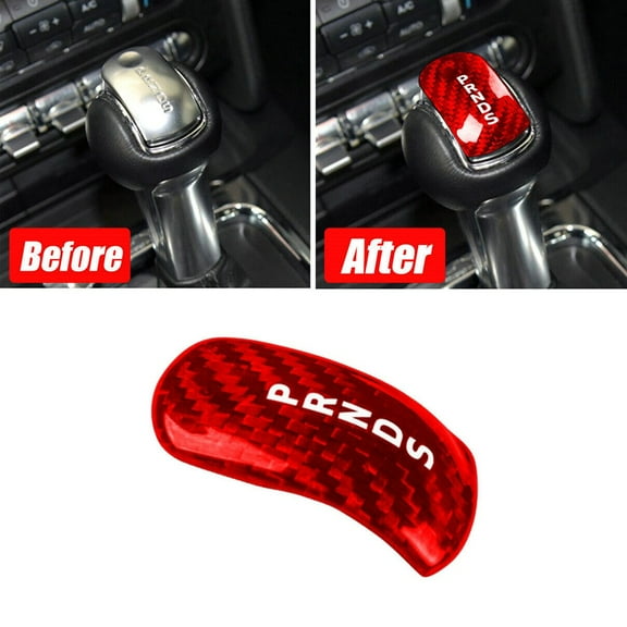 Carbon Fiber Red Car Gear Shift Head Knob Cover Trim For Ford Mustang 2015-2019