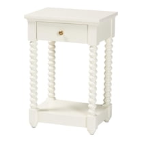 Baxton Studio Terentia Nightstand with Bobbin Legs 1-Drawer White