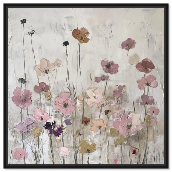 Quantum Blossom Glow I Canvas Farmhouse Floral Art by Art Remedy, Black Frame, 12" x 12"