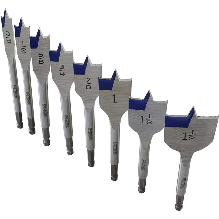 IRWIN SPEEDBOR 8-Piece Pro Spade Bit Set with Case, Blue Groove