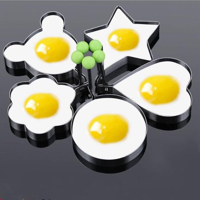 Anillos para huevos Moldes para huevos fritos Moldeador de huevos de acero inoxidable Máquina para hacer panqueques con mango Diferentes formas Moldes para huevos de acero inoxidable para freír
