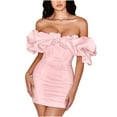 thumbnail image 2 of Wycnly Formal Dresses for Women Party Club Ruffle Layer Sexy Strapless Ruched Bodycon Mini Dresses Sleeveless Tube Top Plain 2024 Summer Short Dress Pink m, 2 of 5