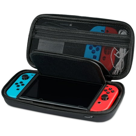 Little Black Travel Case - Nintendo Switch Carrying Case, Fosmon Multipurpose Travel Case with Zipper Mesh Pocket, Accessories, Cables, Joy-Cons (Black)