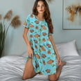 thumbnail image 6 of Yuyamidu Capybara Printed Nightshirt for Women Sleepwear Soft Comfortable Ladies Sleep Dress Short Sleeves Front Button Relaxing Lounge Dress for Summer, 6 of 7
