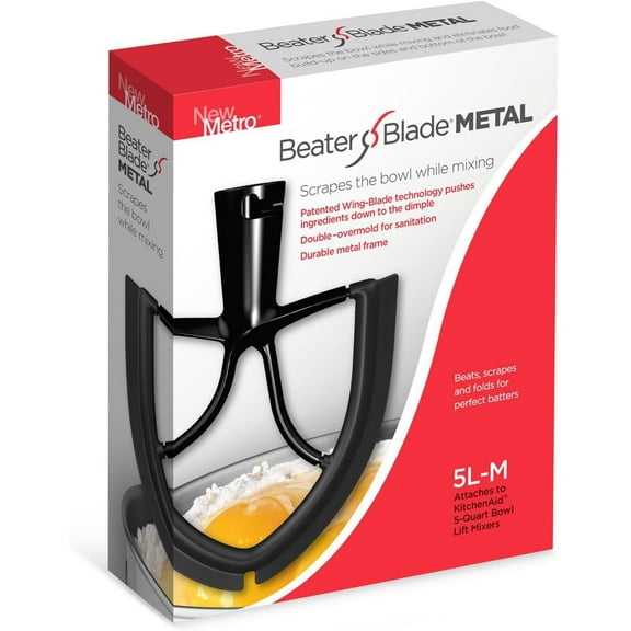 5L-M Beater Blade METAL, Compatible With Most KitchenAid 5 Quart Bowl-Lift Stand Mixers, Black