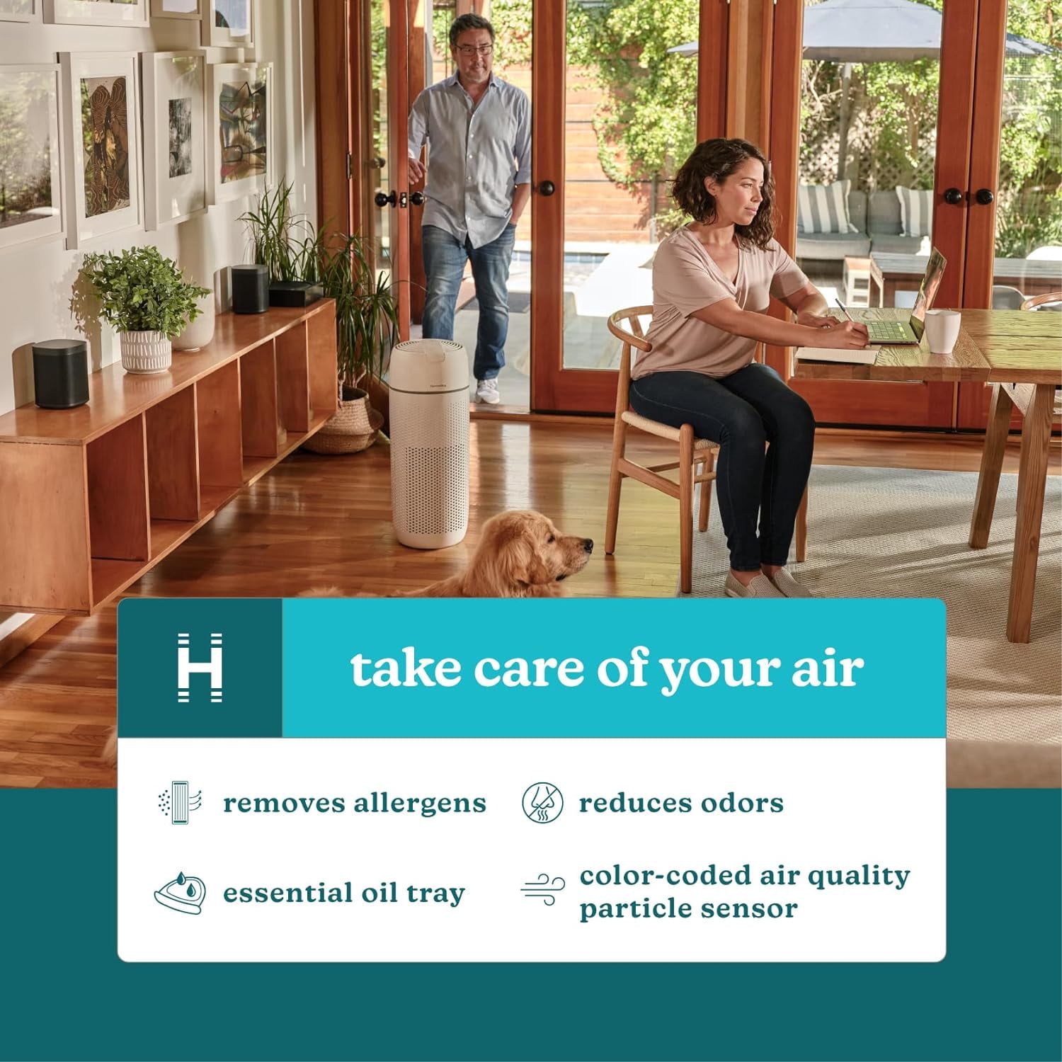 Homedics Air Purifier, 4-in-1 Tower, True HEPA Filtration for Large Rooms