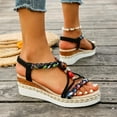 thumbnail image 6 of Wedge Sandals for Women Wedge Open Toe Summer Daily Shoes Outdoor Indoor Fashion Casual Summer Boho Thick Heel Comfy Sandals Women Beach Shoes, 6 of 10