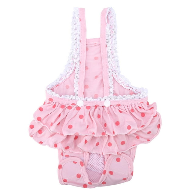 Pantalones de tirantes menstruales de algodón transpirables con lunares dulces para cachorros (rosa, S)