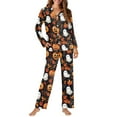 thumbnail image 4 of DISNIMO Ghost Pumpkin Printed Pajama for Women Set 2 Piece Pj Long Sets Long Sleeve Top Wide Leg Pants Button Down Sleepwear Halloween Nightwear with Pockets, XL, 4 of 7