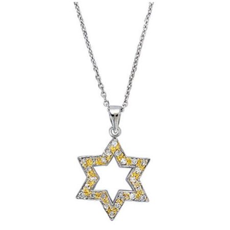 CZ PEN4049 CZ YELLOW STAR OF DAVID PENDENT