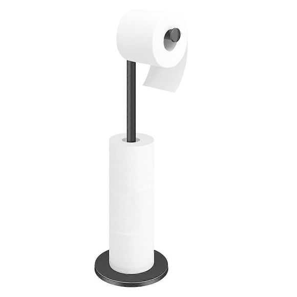 Toilet Paper Holder Stand, Bathroom Toilet Paper Roll Holder Stainless Steel Free Standing, Storage for 4 Rolls of Paper, Matte Black