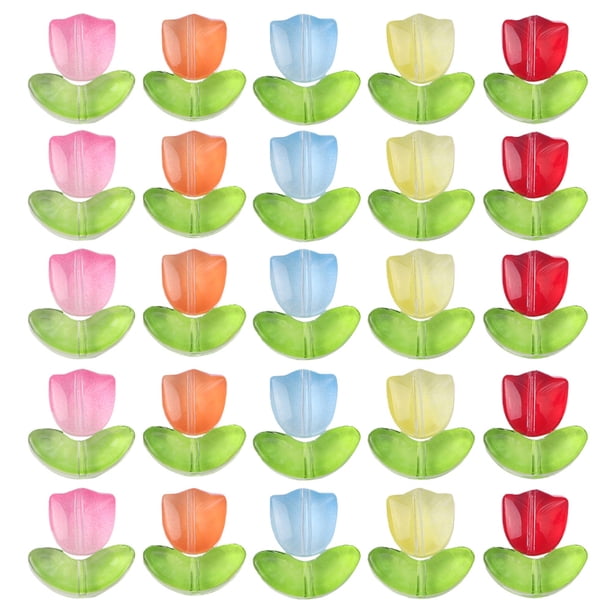 120 cuentas de tulipán para bricolaje, multiusos, para cadena de teléfono, collar, cuentas con forma de tulipán