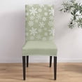 thumbnail image 4 of Chair Covers for Dining Room Set of 8,Christmas Snowflake Stretch Seat Protector Removable Washable Chairs Slipcovers for Kitchen Banquet Wedding Hotel,Winter Snowfall on Sage Green, 4 of 6