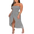 thumbnail image 3 of Women Strapless Dress  Solid Color Off-Shoulder Long  with Cropped Hem, 3 of 5