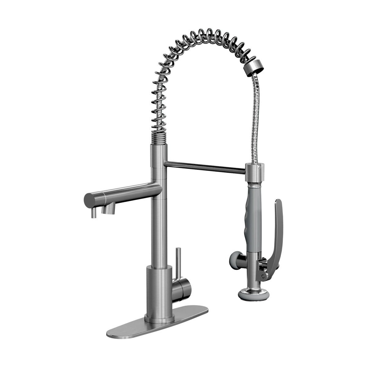 FENGFAN Brushed Nickel Commercial Pull Down Kitchen Faucet, 360 °   Swivel Single Handle Faucet with Pot Filler, 1 Pack