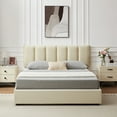 thumbnail image 4 of VECELO Full Size Bed Frame with 4 Storage Drawers, Modern Upholstered Platform Bed with Adjustable Headboard, Wood Slat Support/Easy Assembly, Beige, 4 of 8