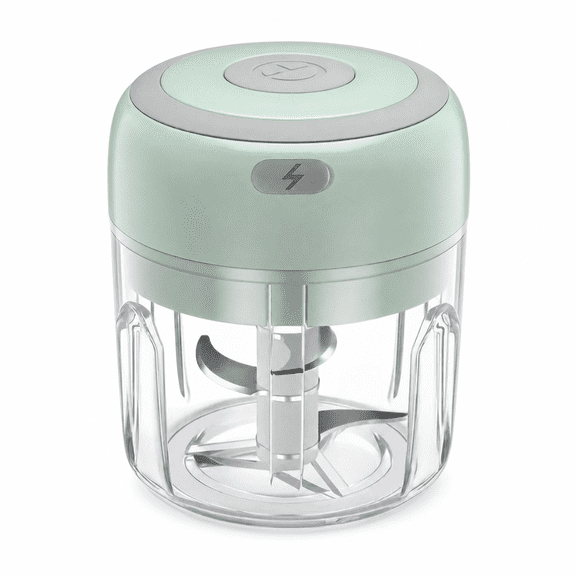 Electric Garlic Chopper, 250ml USB Rechargeable Mini Food Processor, Wireless Portable Meat Vegetable Blender for Kitchen Meal Prep, Green