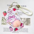 thumbnail image 1 of Student Portable Double-sided pattern Cartoon Bank Card Bus Card Push pull card sleeve Keychain Peach butt Card Holder WHITE, 1 of 8
