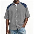 thumbnail image 6 of XuJwPNcy Mens Shirts Lightweight Color Block Button Down Shirts Casual Collared Tops Summer Classic Fit Fashion Clothes, 6 of 7