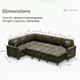 thumbnail image 3 of Ebello Sleeper Sectional Sofa with Pull Out Bed, Storage Seat, Cup Holders, USB Ports & Side Pockets, U Shaped Corduroy Convertible Couch Bed for Living Room, Green, 3 of 10