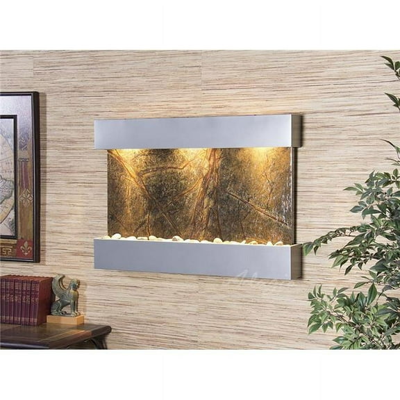 Adagio RCS4505 Reflection Creek Silver Metallic Green-Marble Wall Fountain