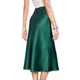 thumbnail image 5 of Nlife Women High Waist Silk Satin Side Split Midi Skirt, 5 of 7