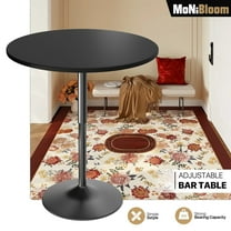 MoNiBloom 31.5" Round Barstool Adjustable Height Metal Bar Pub Table Counter for Bistro, Black