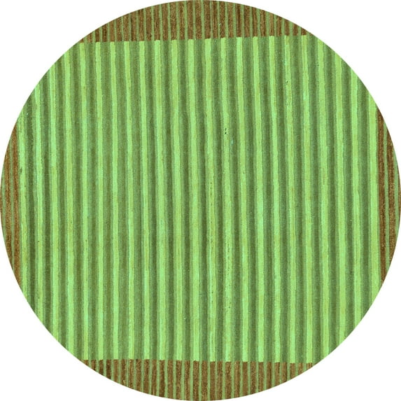 Ahgly Company Machine Washable Indoor Round Abstract Turquoise Blue Modern Area Rugs, 3' Round