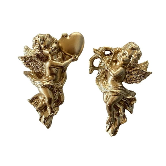 Baoblaze 2Pcs Angel Statue Wall Hanging Wall Decoration Cherub Lightweight Adorable