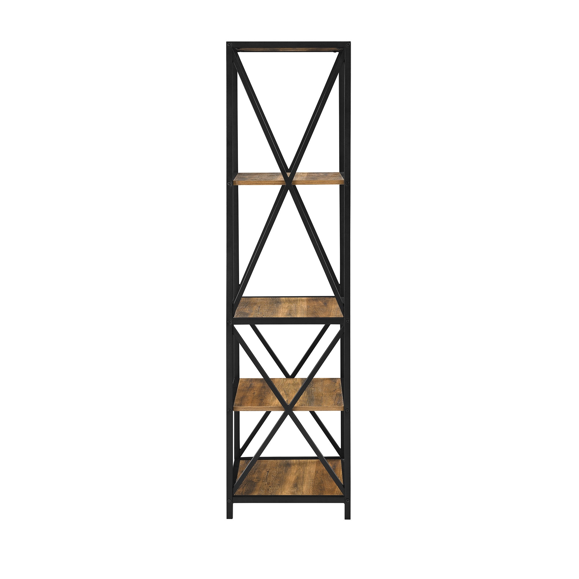 Woven Paths Charlie Farmhouse 4-Shelf Bookcase, Reclaimed Barnwood