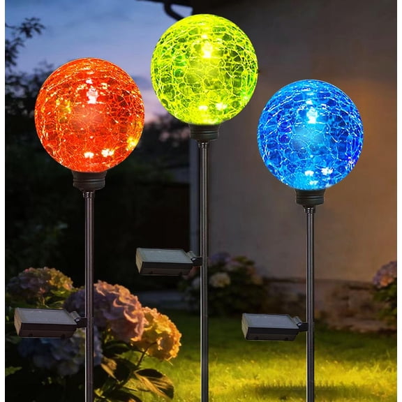 Solar Garden Lights, 6 Pack Multi-Color Changing Solar Globe Lights Outdoor Waterproof Decorative for Yard, Powered Glass Ball Garden Lights for Patio Decoration