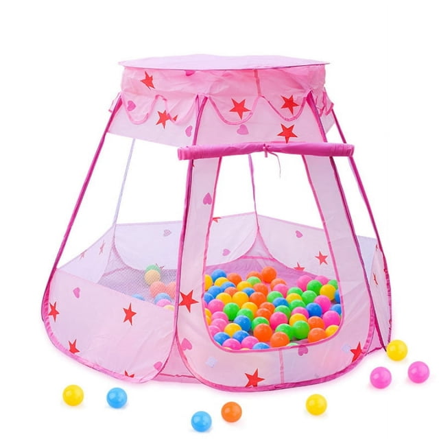 Popup Princess Tent with Colorful Star Print Foldable Portable Durable Easy to Store Lightweight Best Gift for Girls