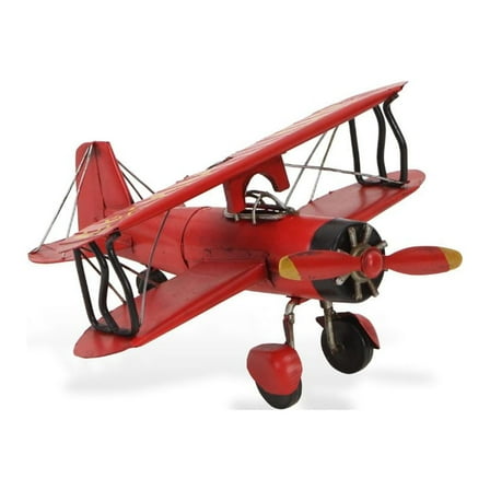 Contemporary Home Living 10" Red and Black 1933s Vintage Style G5 Biplane Tabletop Decoration