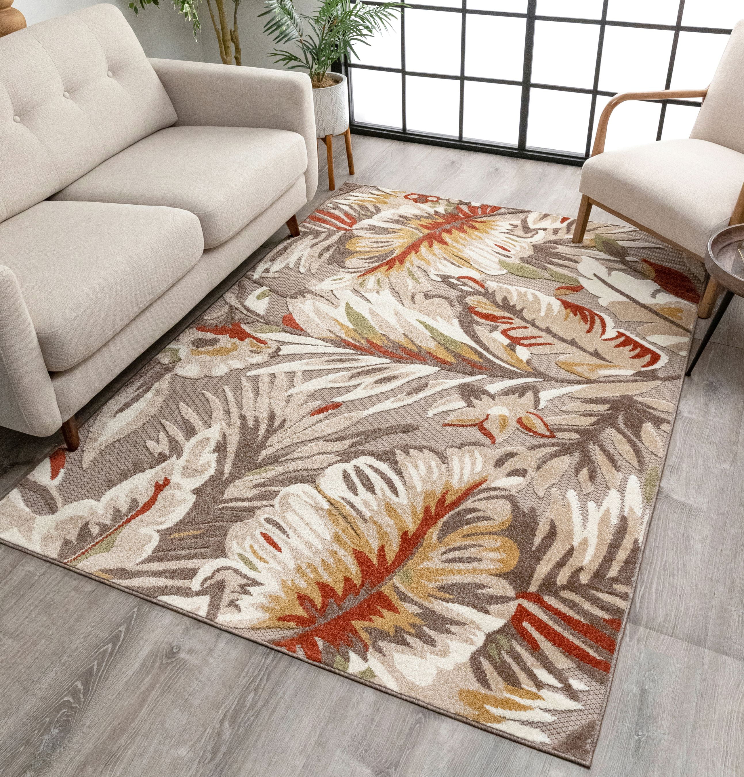 Well Woven Moira Floral Beige Indoor/Outdoor Area Rug High Traffic ...