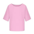 thumbnail image 5 of MIXUE Toddler Girls Tops & T-Shirts Summer Solid Color Round Neck 3/4 Sleeve Elegant Loose Pullover T-shirts Holiday Wear,Pink,3-4 Years, 5 of 6