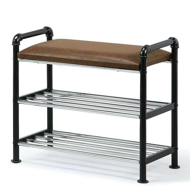 Costway Metal Shoe Rack Storage Organizer Hallway Bench w
