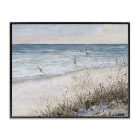 Stupell Industries Coastal Traditional Beach Coast Line Black Framed Giclee Art, 14 x 11, by Julie DeRice